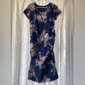 Isabel Maternity Navy Floral Midi Dress